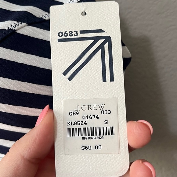 New Balance by J. Crew Navy Blue Striped Zip Front Sports Bra Racerback Small - Picture 8 of 11